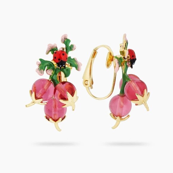 LES NEREIDES RADISH AND LADYBIRD CLIP-ON EARRINGS LES NEREIDES RADISH AND LADYBIRD CLIP-ON EARRINGS